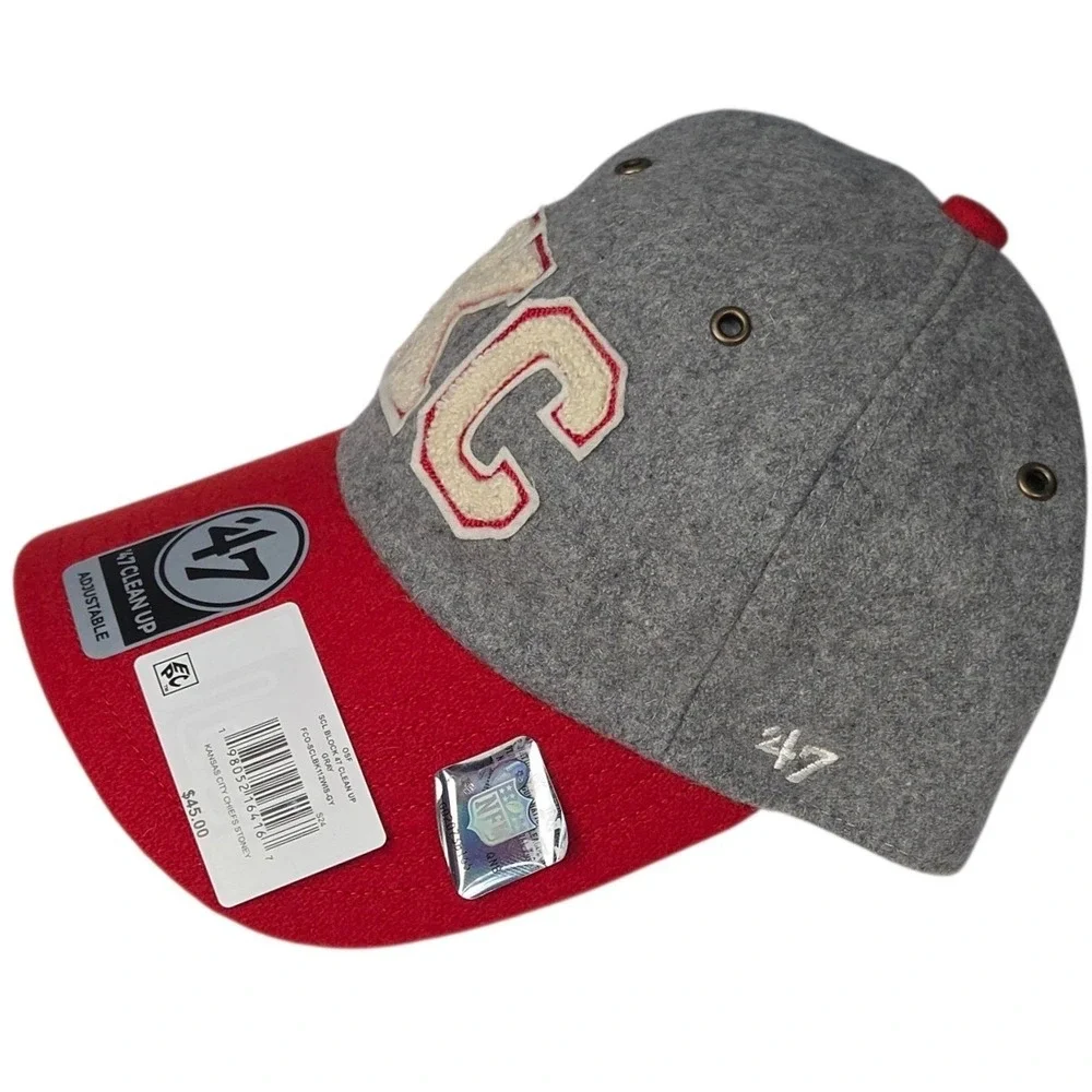 Stoney‎ Clover 47 Brand Kansas City Chiefs Hat Gray Red Wool Adjustable OSFA New